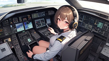 [Anime girl dans un cockpit d'avion]
