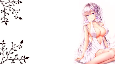 Light hair girl wearing a sexy dress, on a plain decorated white background