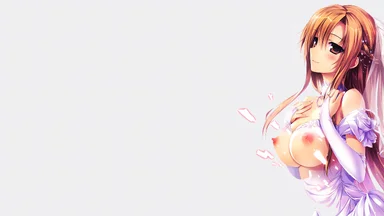 Hazelnut girl viewed from the side, wearing a princess dress partially taken off, on a white background