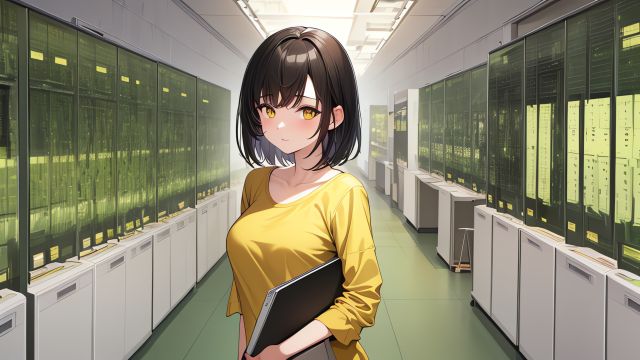 [Illustration téléchargements - Une fille dans un datacenter]