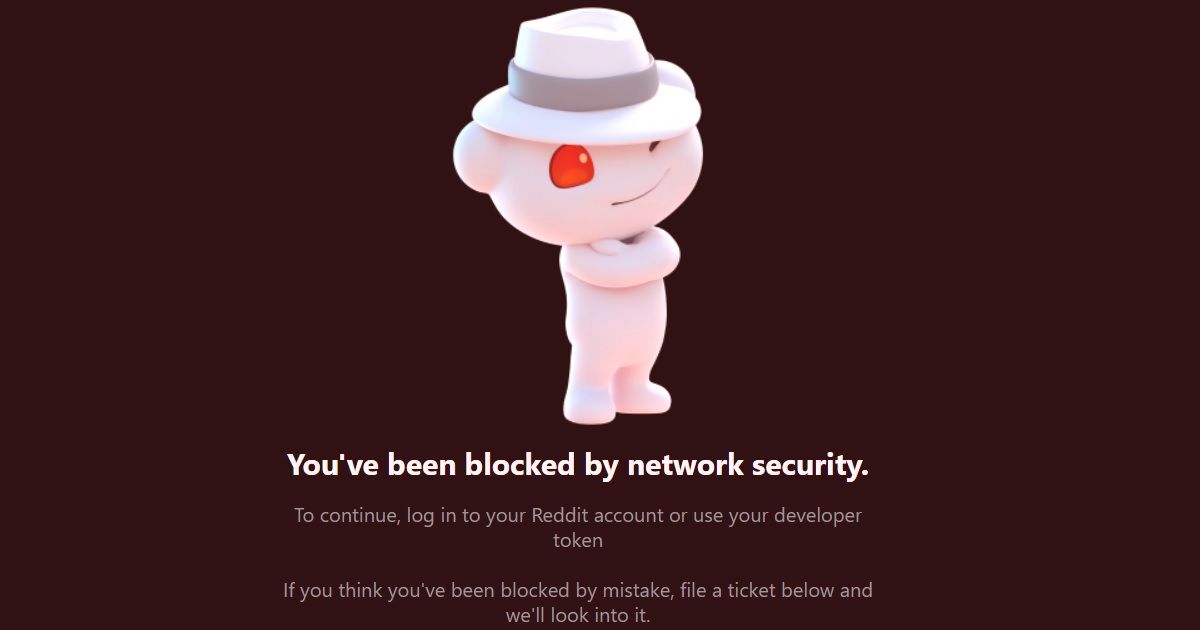 [Reddit 'Network Security' block page]