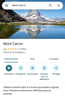[La fiche sur Google du Cervin]