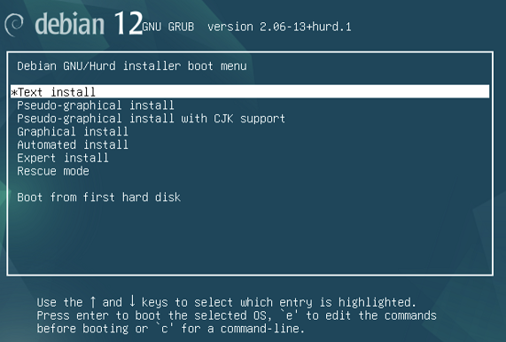 [Boot sur l'ISO du Hurd]