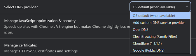 [Configuration DNS de Chrome]