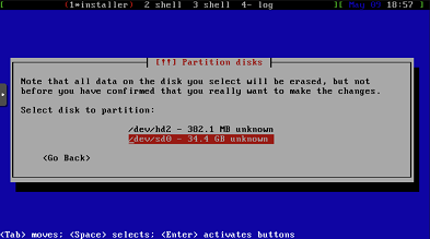 [Installation du Hurd : choix du disque]