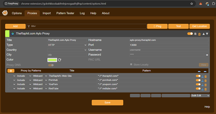 [FoxyProxy configuration to access Aylo websites]