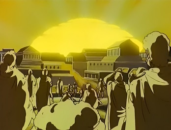 [Capture épisode 37 : l'utilisation de « l'arme solaire » lors du conflit entre Mu et l'Atlantide]