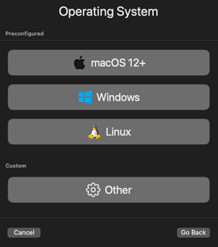 [Sélection du type de système d'exploitation]