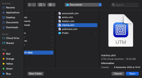 [Choix d'un répertoire définissant la VM à ajouter]
