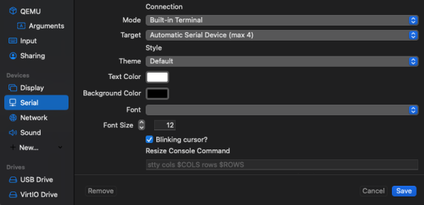 [Configuration d'un terminal virtuel]