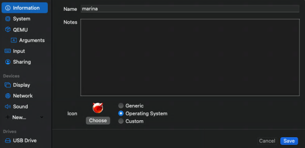 [Fenêtre de configuration principale d'une VM]