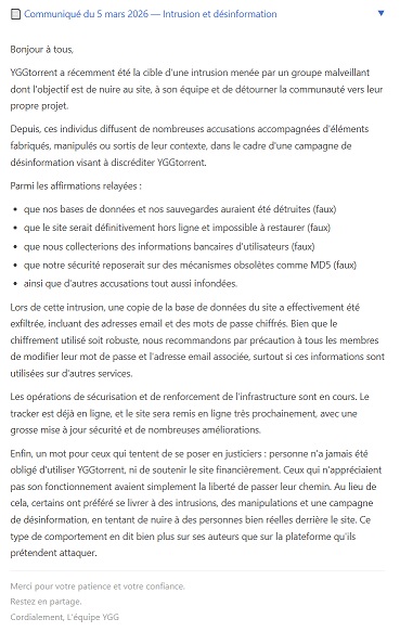 [Message lisible sur ex-'ygg.guru']