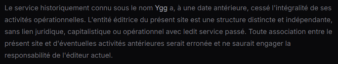 [Disclaimer du nouveau Ygg]