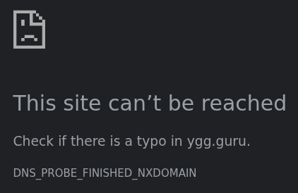 [NX Domain sur 'ygg.guru']