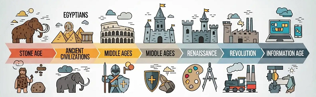 [De l'âge de pierre à l'âge de l'information]