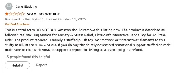 [Commentaire colérique de Pandy sur Amazon par Carie]