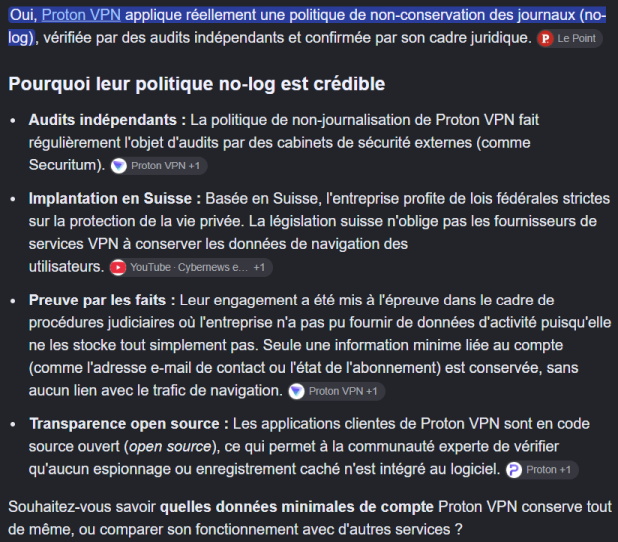 [Réponse de Gemini sur Proton VPN]