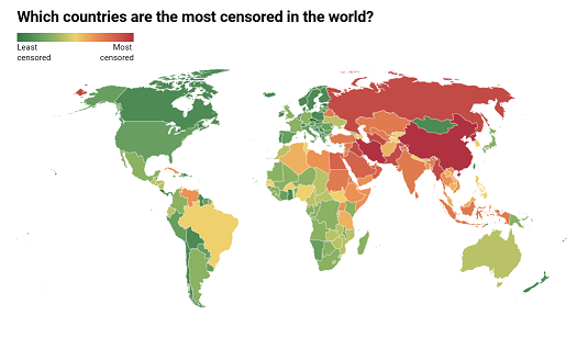 [Carte du monde suivant la censure d'Internet]