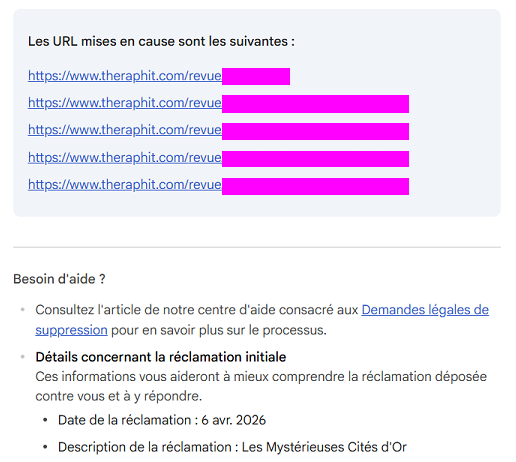[Notification de déréférencement de l'article n° 45]