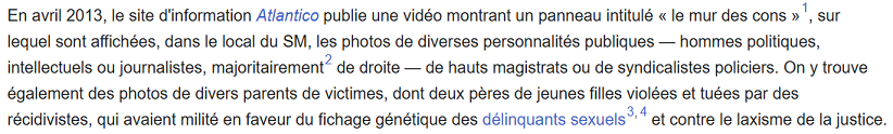 [L'affaire du « mur des cons »]