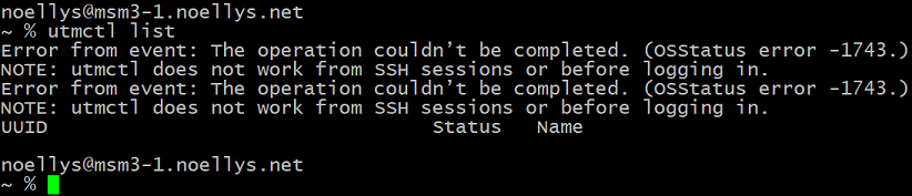 [Appel de 'utmctl' depuis une connexion SSH]